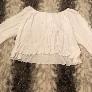 Copper key off the shoulder blouse!